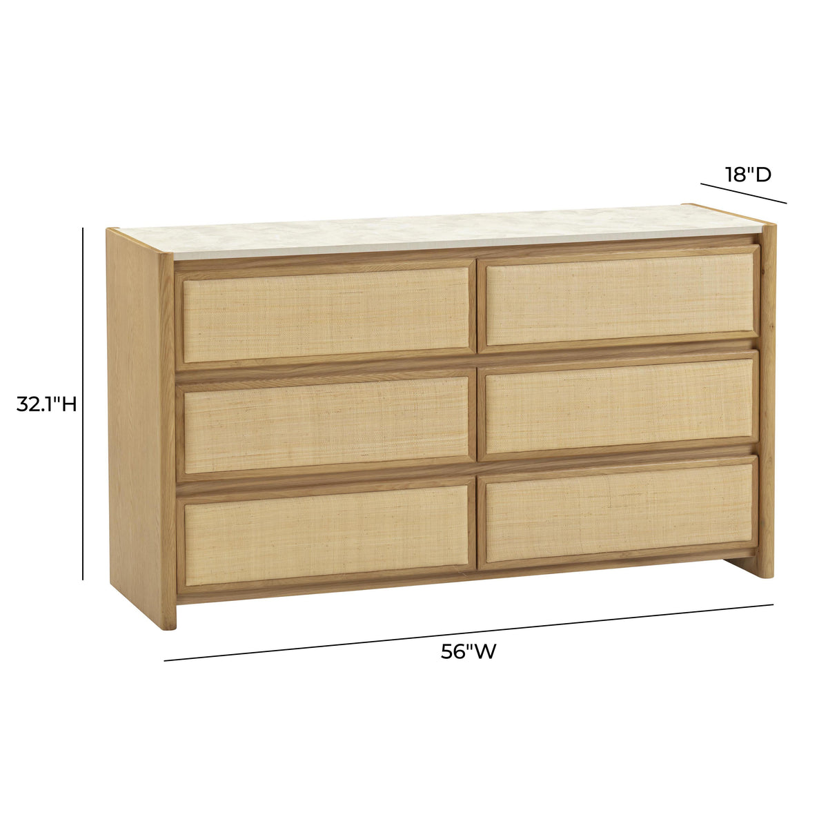 TOV Furniture Paige Natural Oak 6-Drawer Dresser