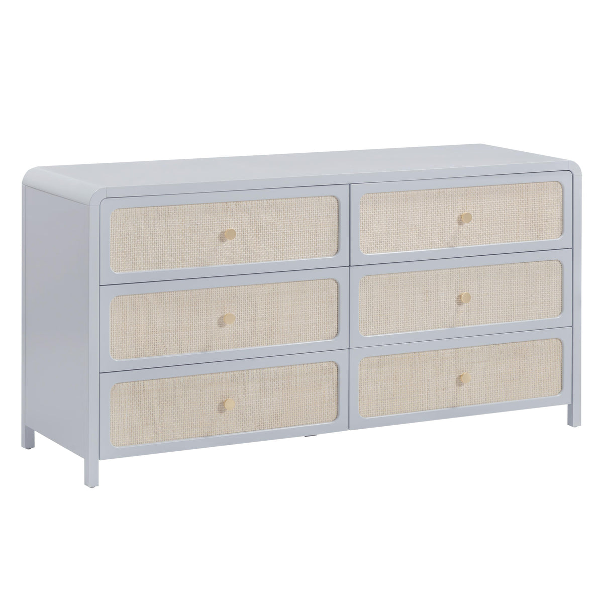 TOV Furniture Patty 62" Rattan 6 Drawer Dresser in blue rattan, primary product view