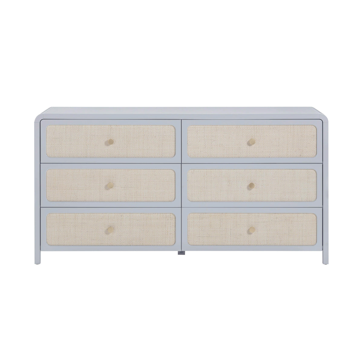 TOV Furniture Patty Blue Rattan 6 Drawer Dresser