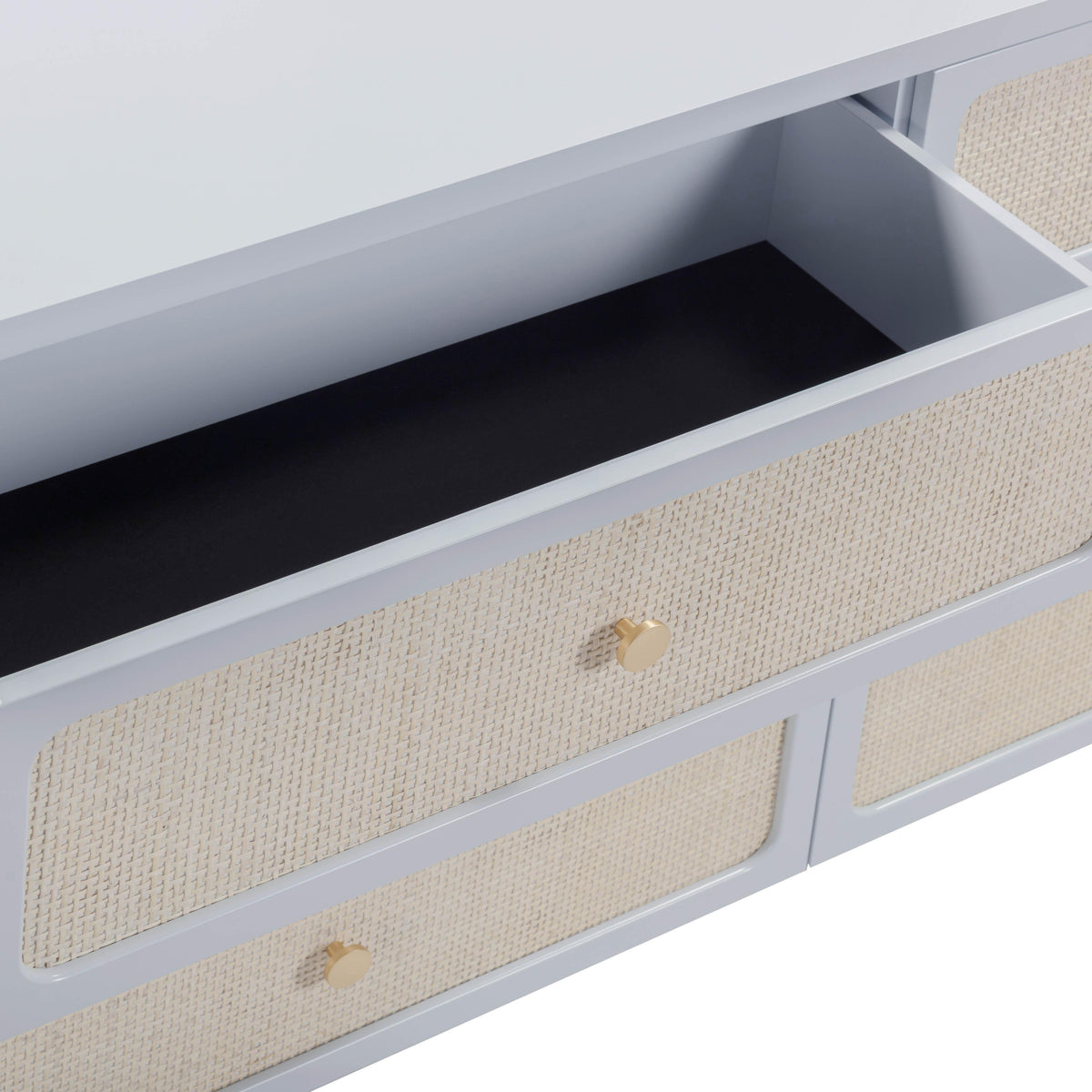 TOV Furniture Patty Blue Rattan 6 Drawer Dresser