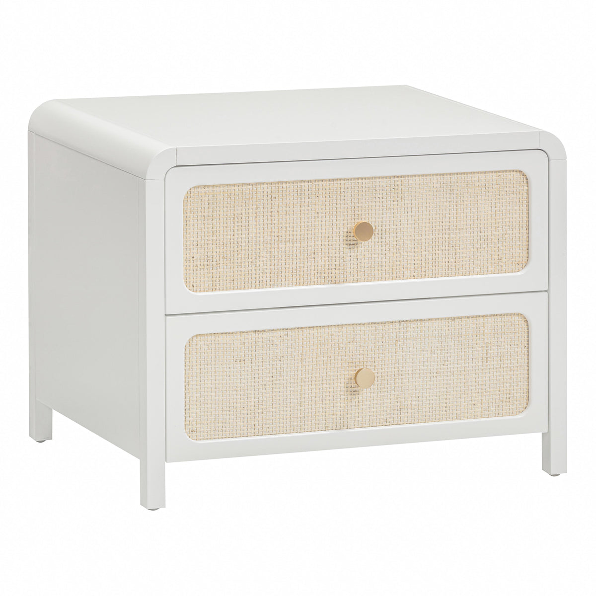 TOV Furniture Patty 28" Rattan 2 Drawer Nightstand in white rattan, primary product view