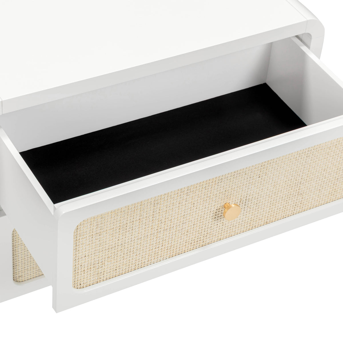 TOV Furniture Patty White Rattan 2 Drawer Nightstand