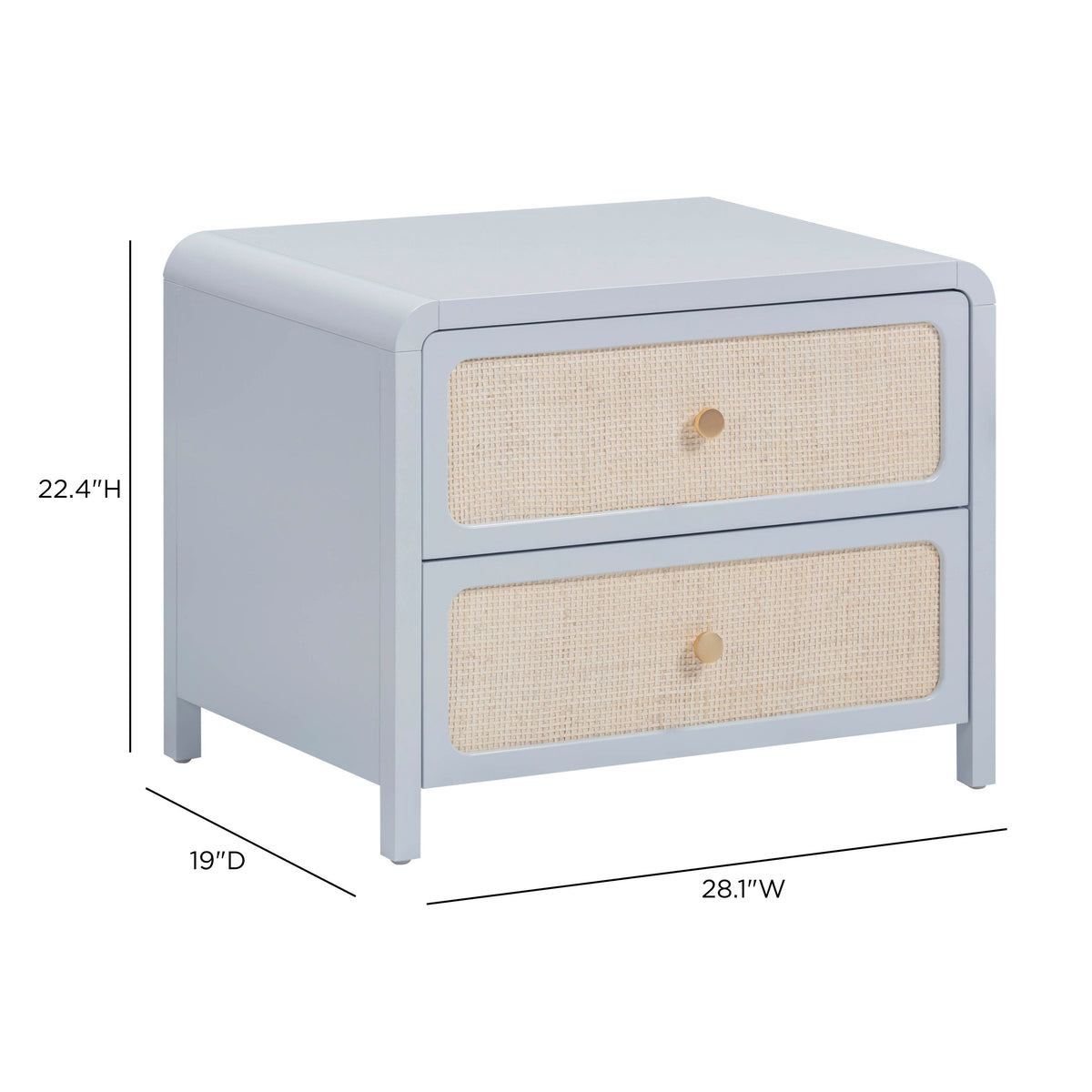 TOV Furniture Patty Blue Rattan 2 Drawer Nightstand