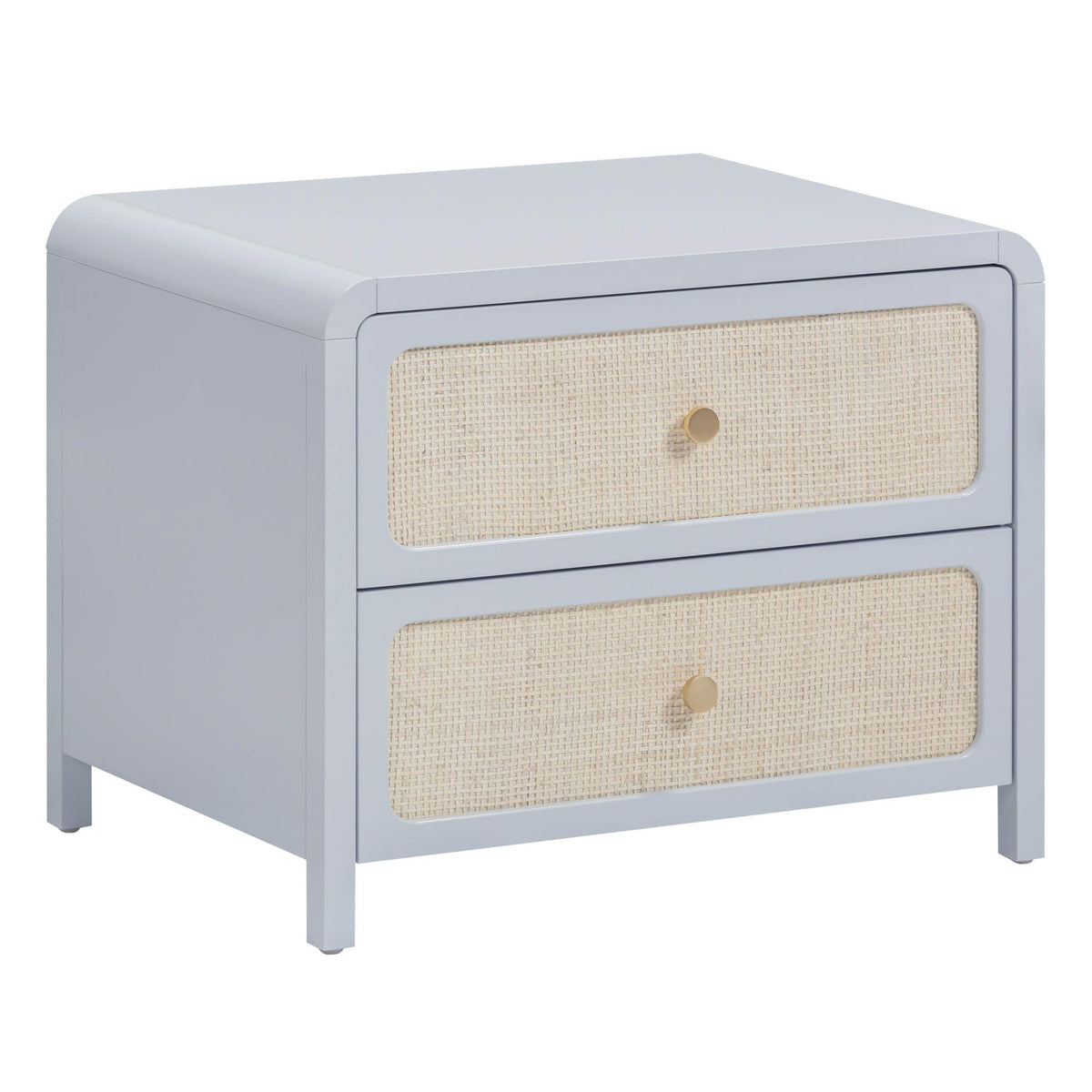 TOV Furniture Patty 28" Rattan 2 Drawer Nightstand in blue rattan, primary product view