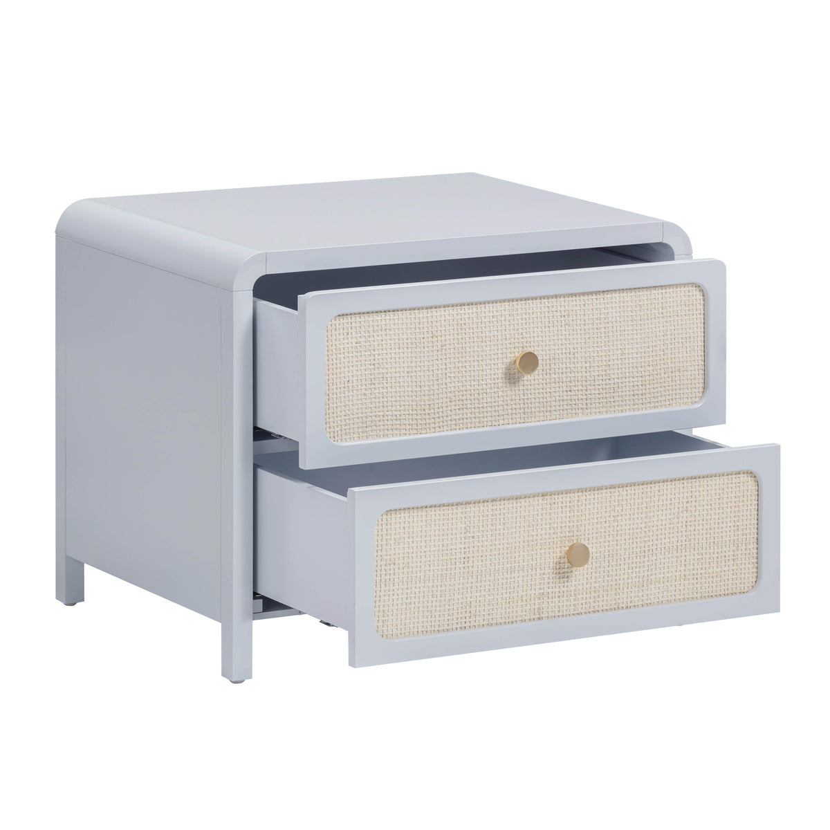 TOV Furniture Patty Blue Rattan 2 Drawer Nightstand
