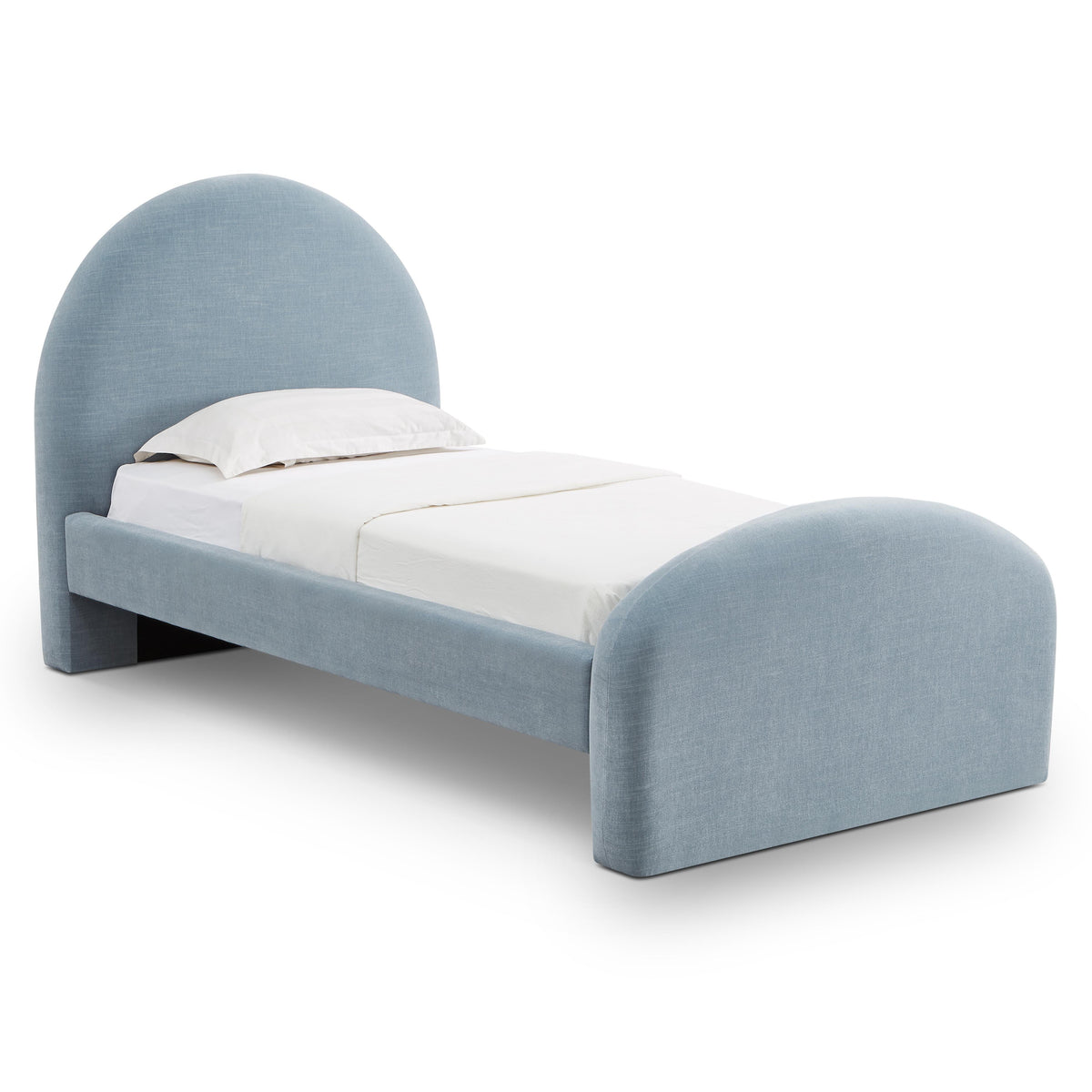 TOV Furniture Moon Chambray Blue Performance Chenille Twin Bed in Blue Boucle, primary product view