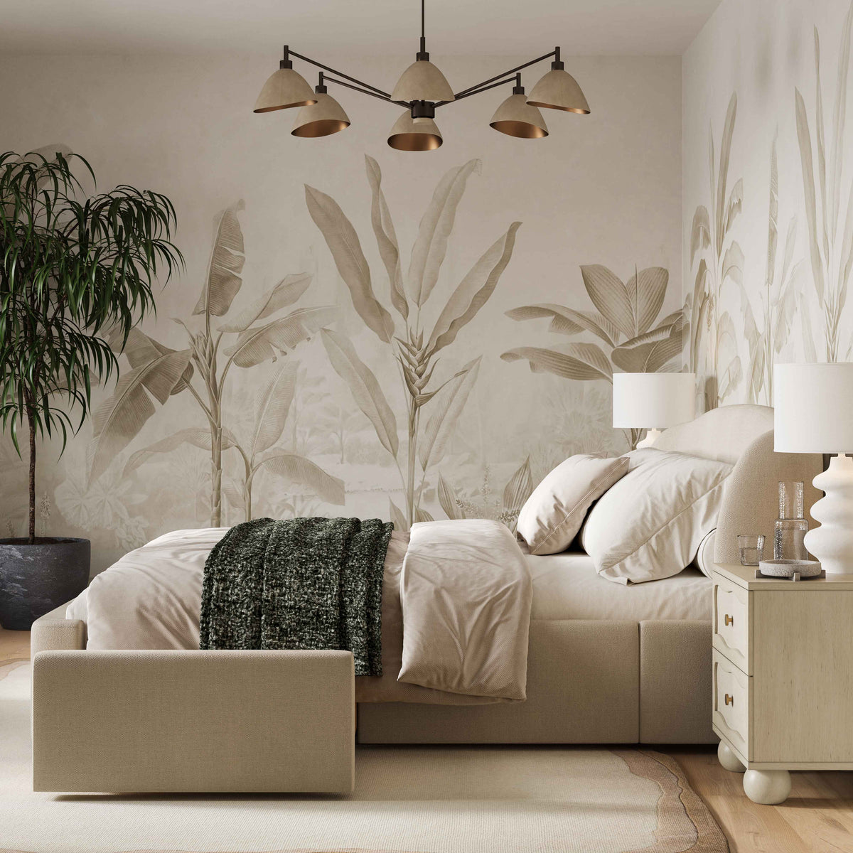 TOV Furniture Corey Taupe Upcycled Performance Linen Storage Bed