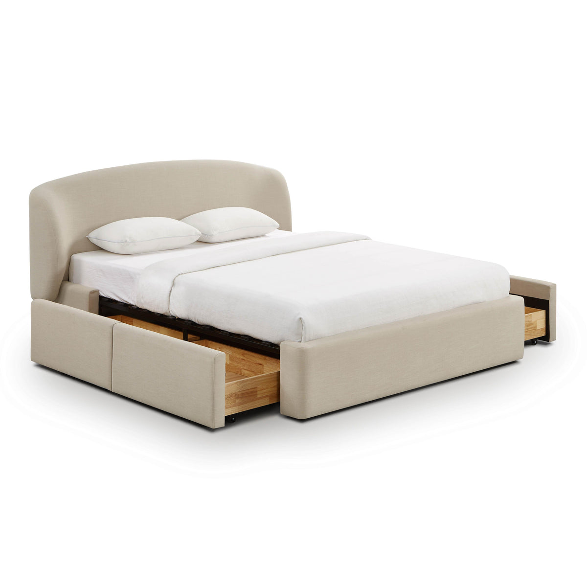 TOV Furniture Corey Taupe Upcycled Performance Linen Storage Bed in taupe upcycled linen, primary product view