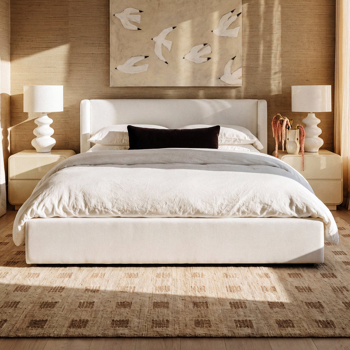 TOV Furniture Harmony Cream Performance Chenille Storage Bed