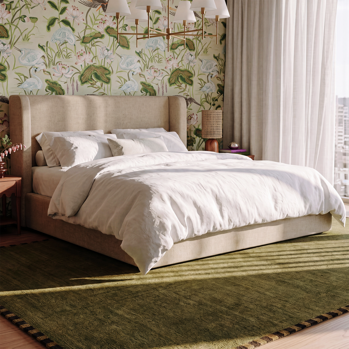 TOV Furniture Harmony Tan Performance Chenille Storage Bed