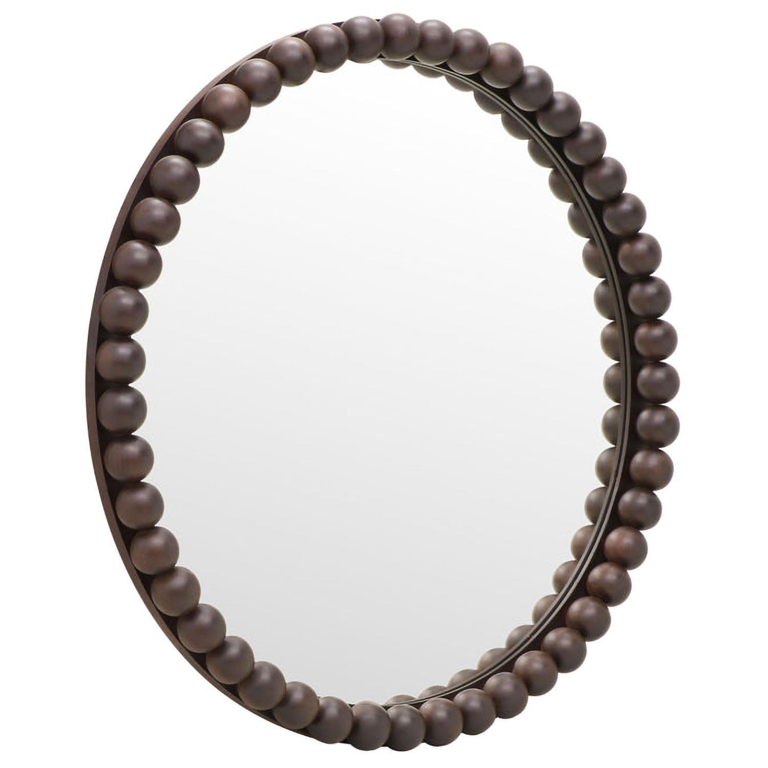 TOV Furniture Baria Walnut Finish Round Wall Mirror