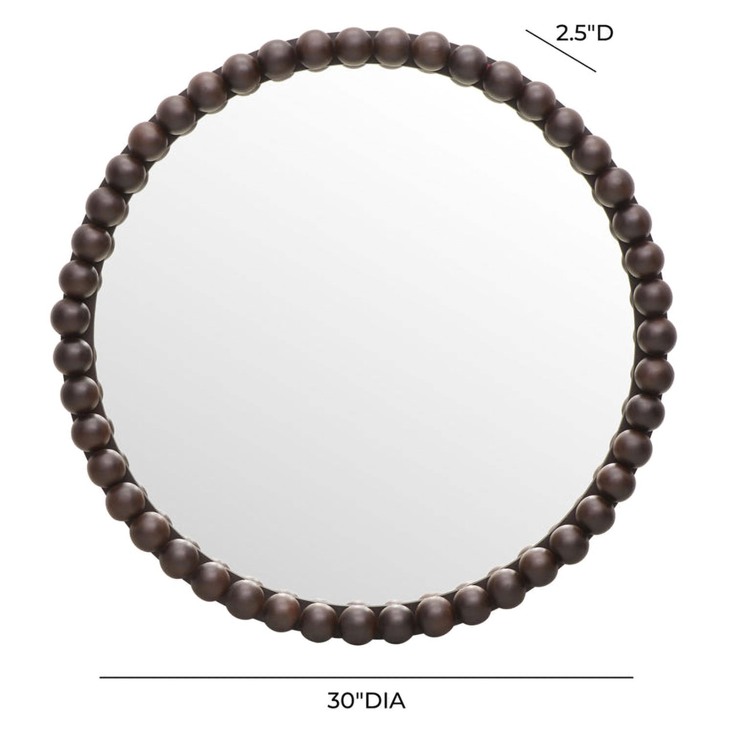 TOV Furniture Baria Walnut Finish Round Wall Mirror