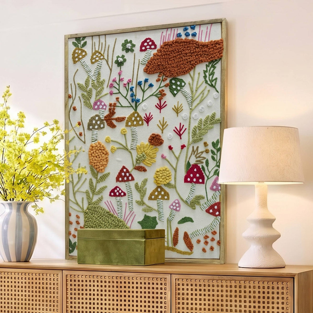 TOV Furniture Muro Forage Embroidered Large Wall Art in multi-tone embroidered natural fibers, primary product view