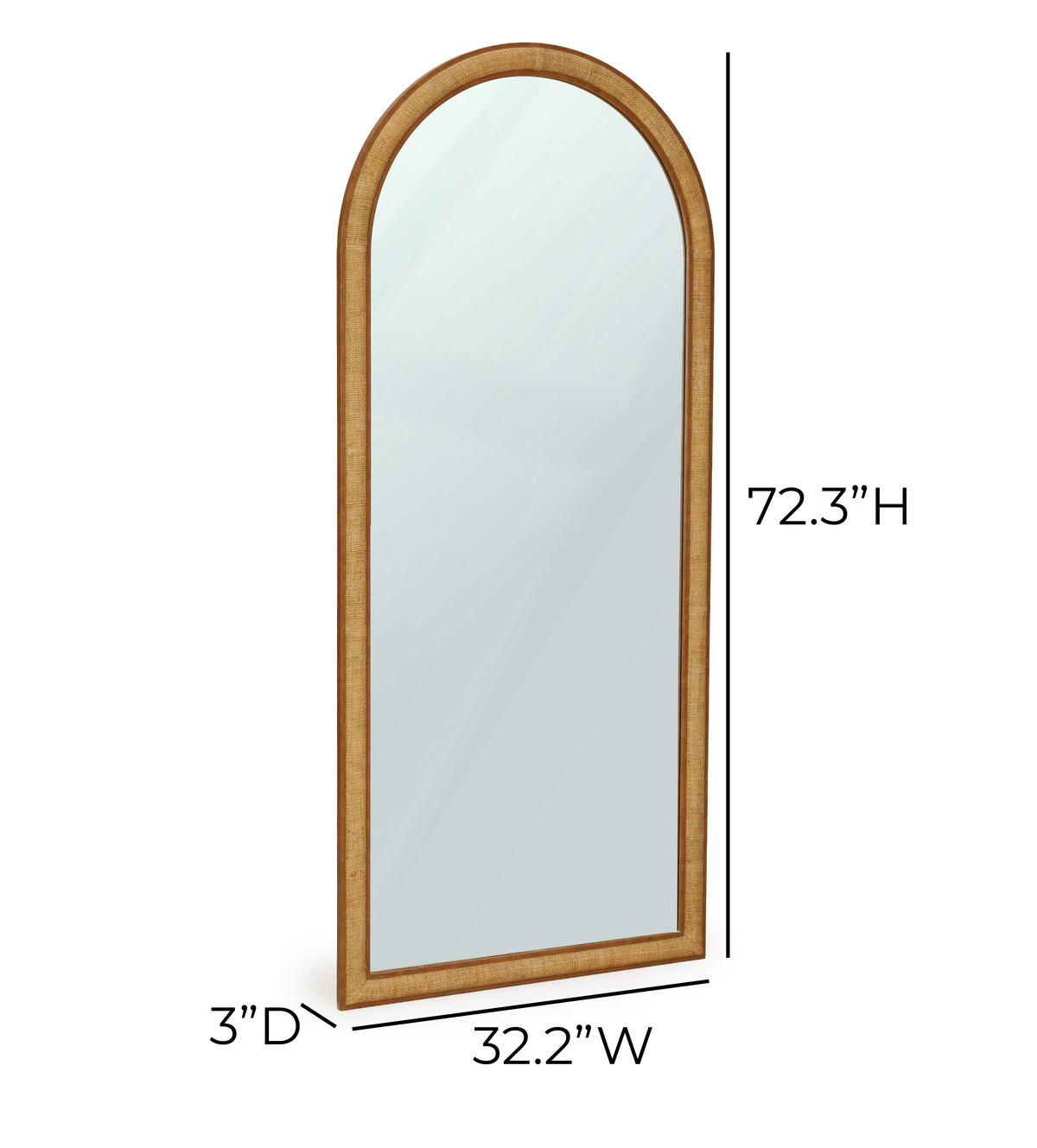 TOV Furniture Arch Natural Raffia Floor Mirror