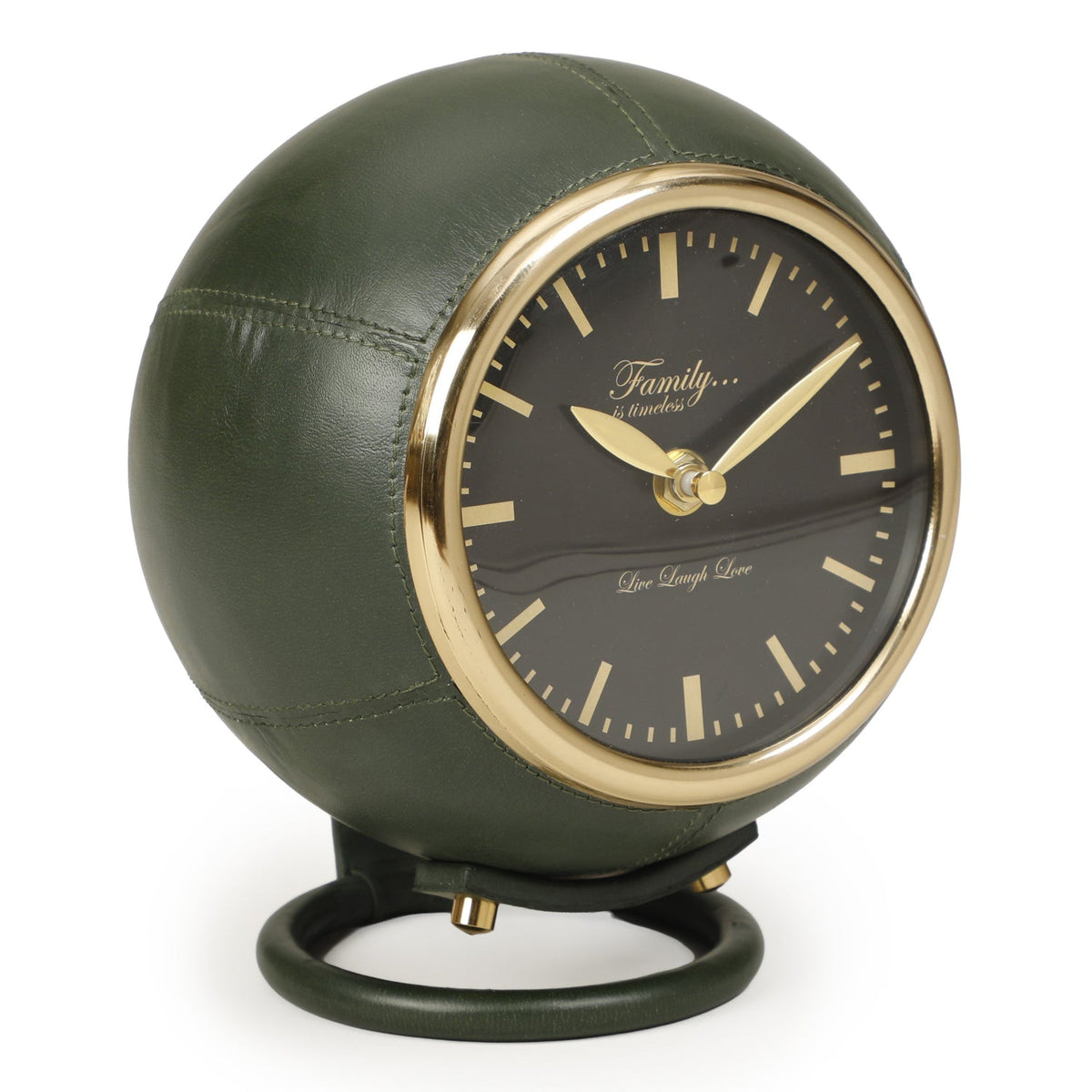 TOV Furniture Draper Dark Green Standing Accent Clock in green vegan leather, primary product view