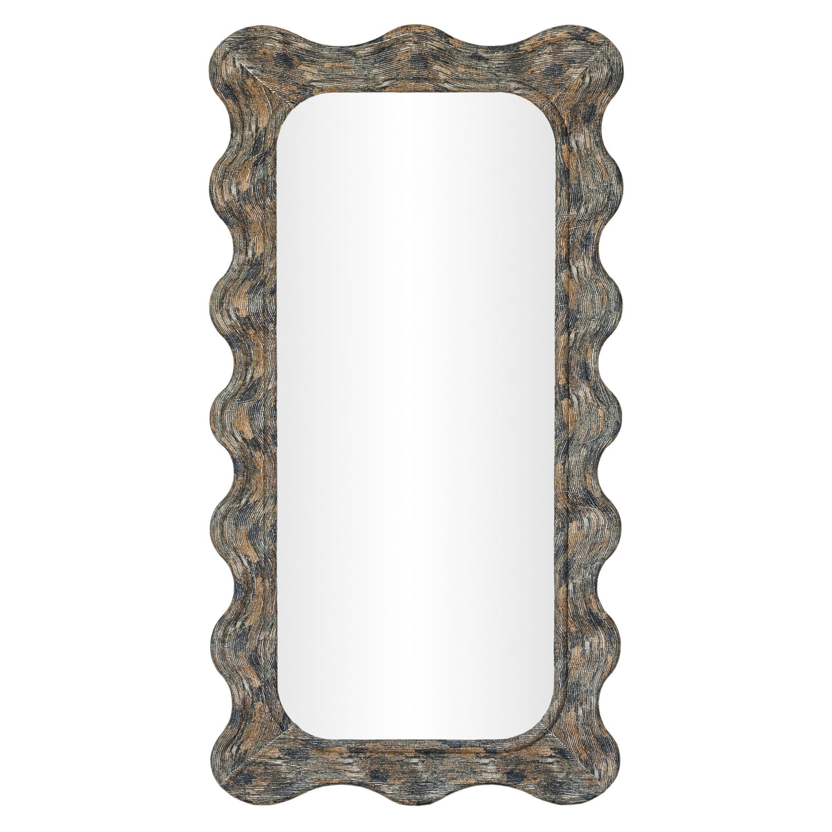TOV Furniture Charlene  Watercolor Squiggle Wall Mirror in watercolor-print mango wood, primary product view