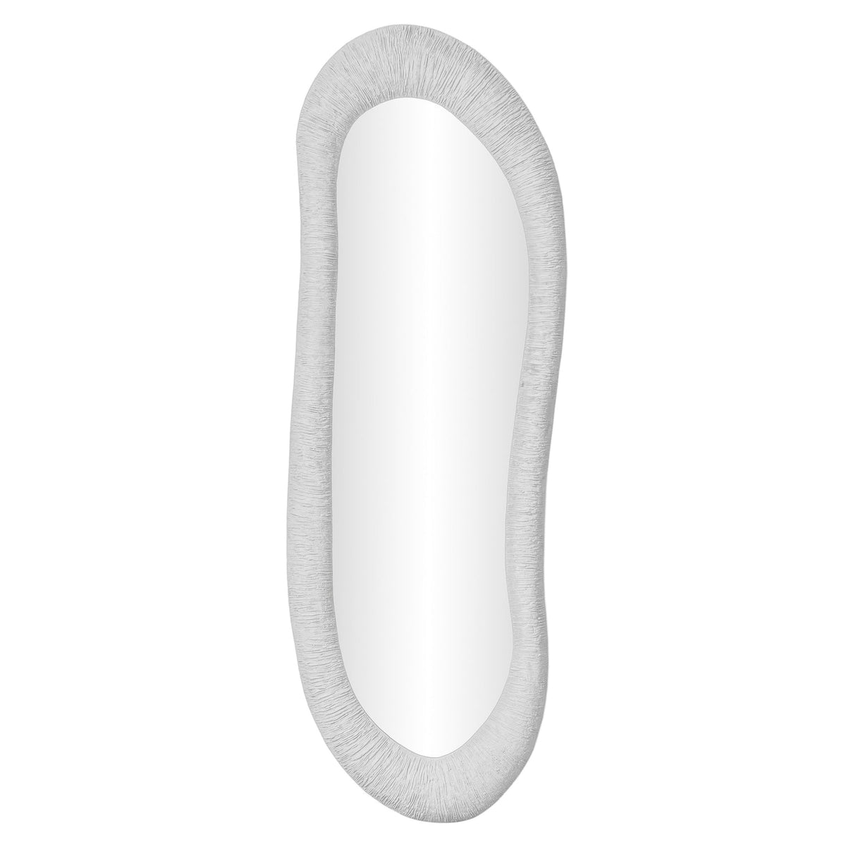 TOV Furniture Orpheus Light Gray Ribbed Faux Stone Floor Mirror