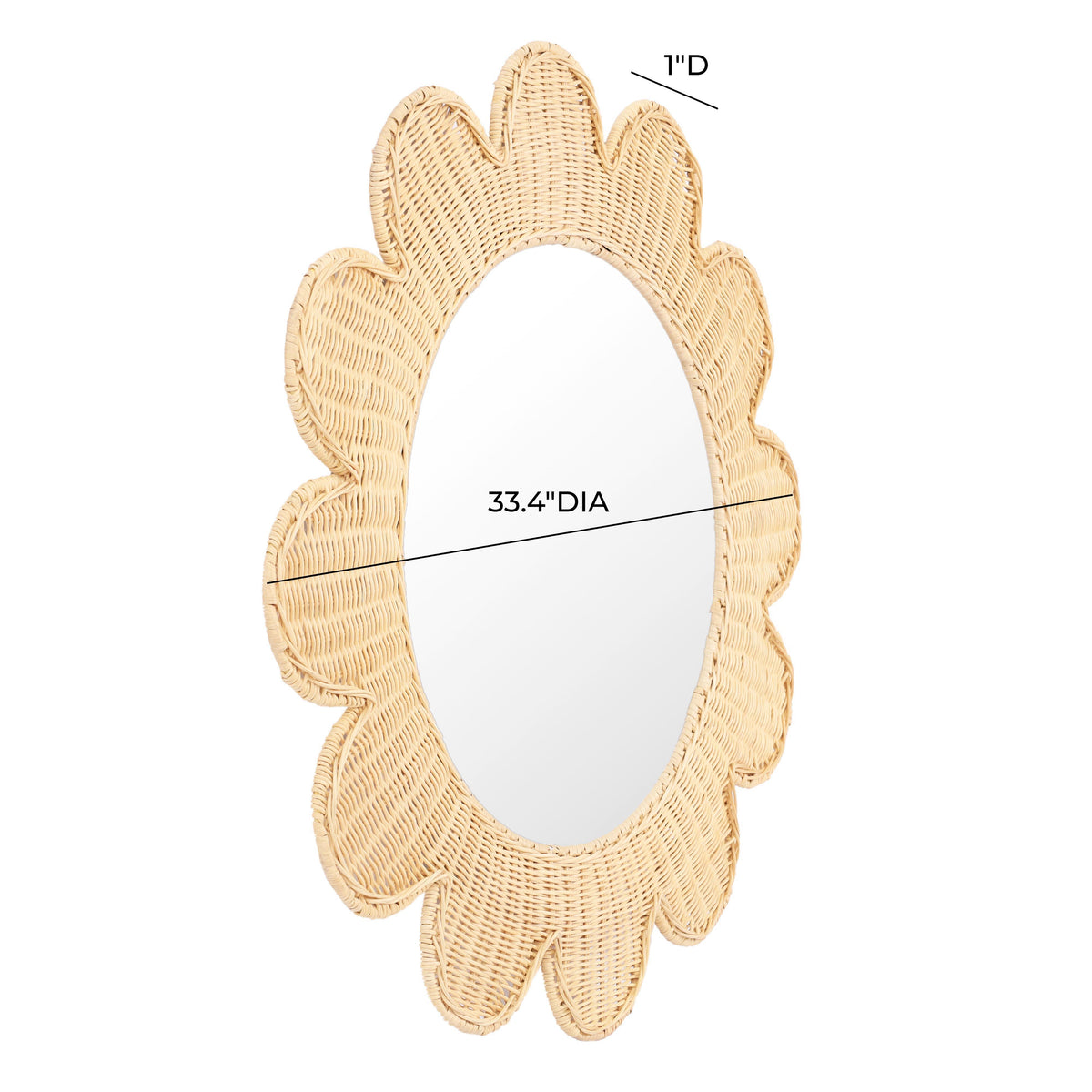 TOV Furniture Coralie Natural Rattan Round Wall Mirror