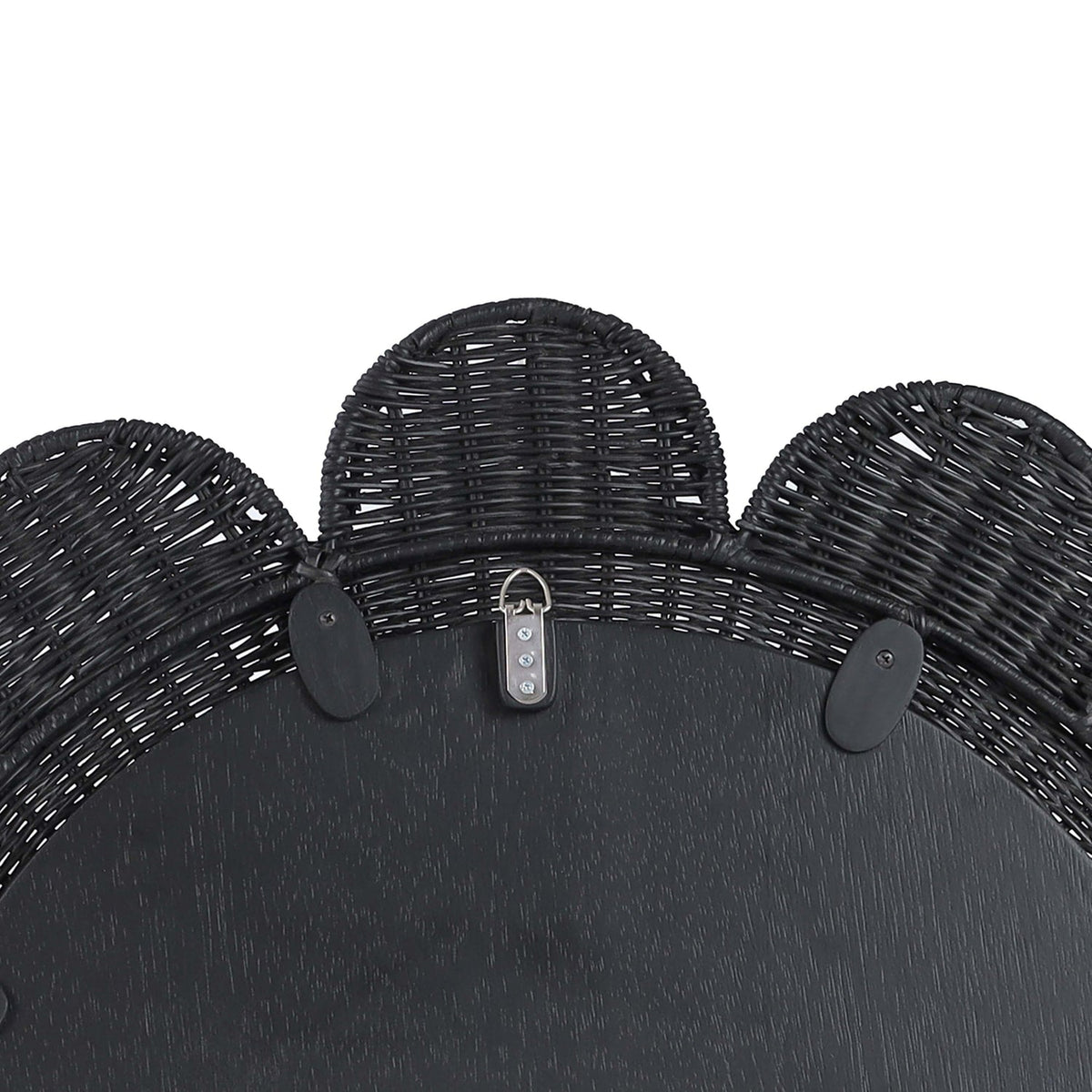 TOV Furniture Coralie Black Rattan Round Wall Mirror
