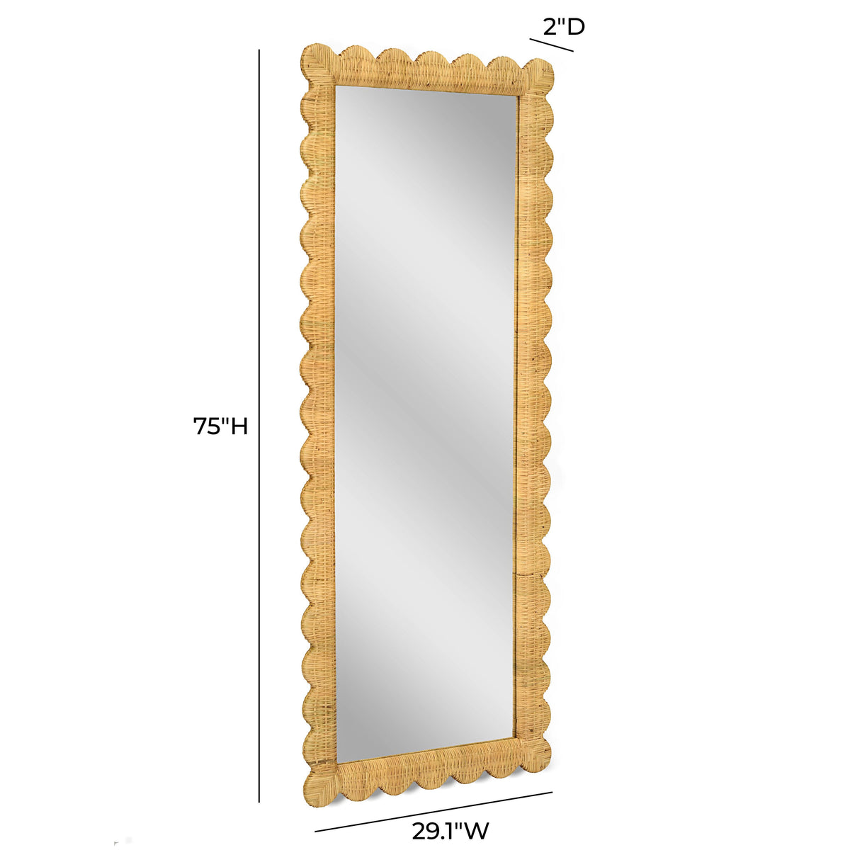 TOV Furniture Bama Long Natural Rattan Floor Mirror