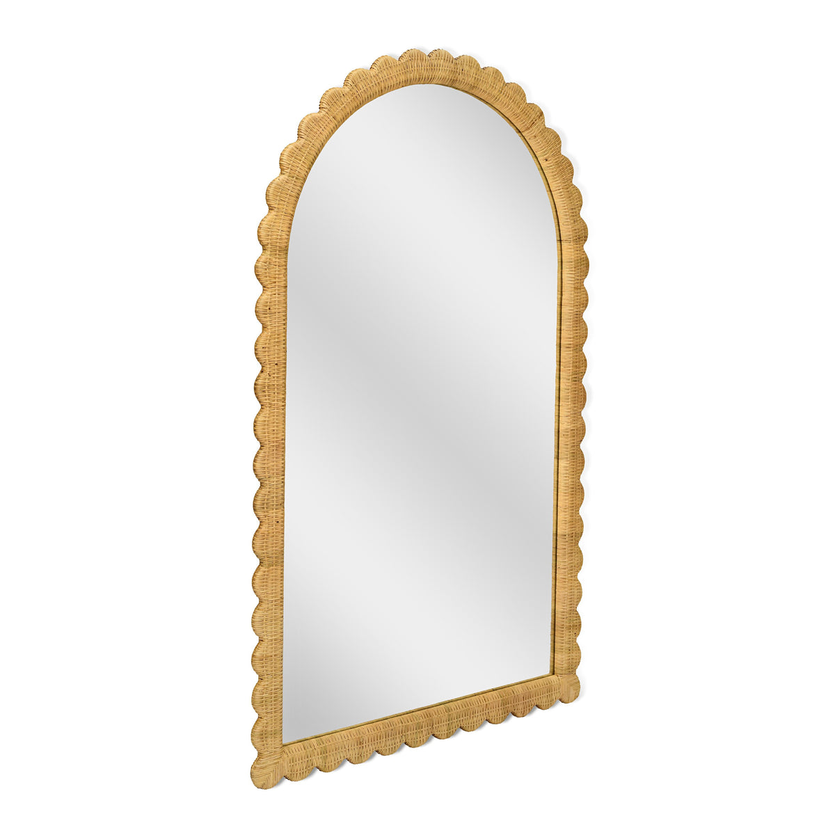 TOV Furniture Bama Jumbo Natural Rattan Arched Floor Mirror
