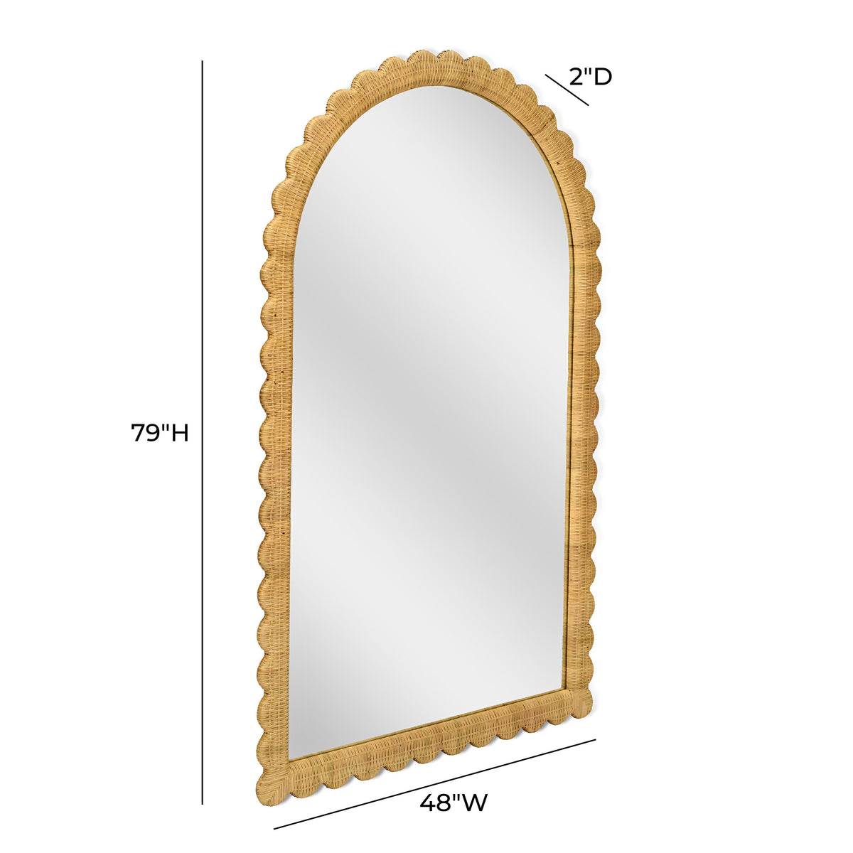 TOV Furniture Bama Jumbo Natural Rattan Arched Floor Mirror