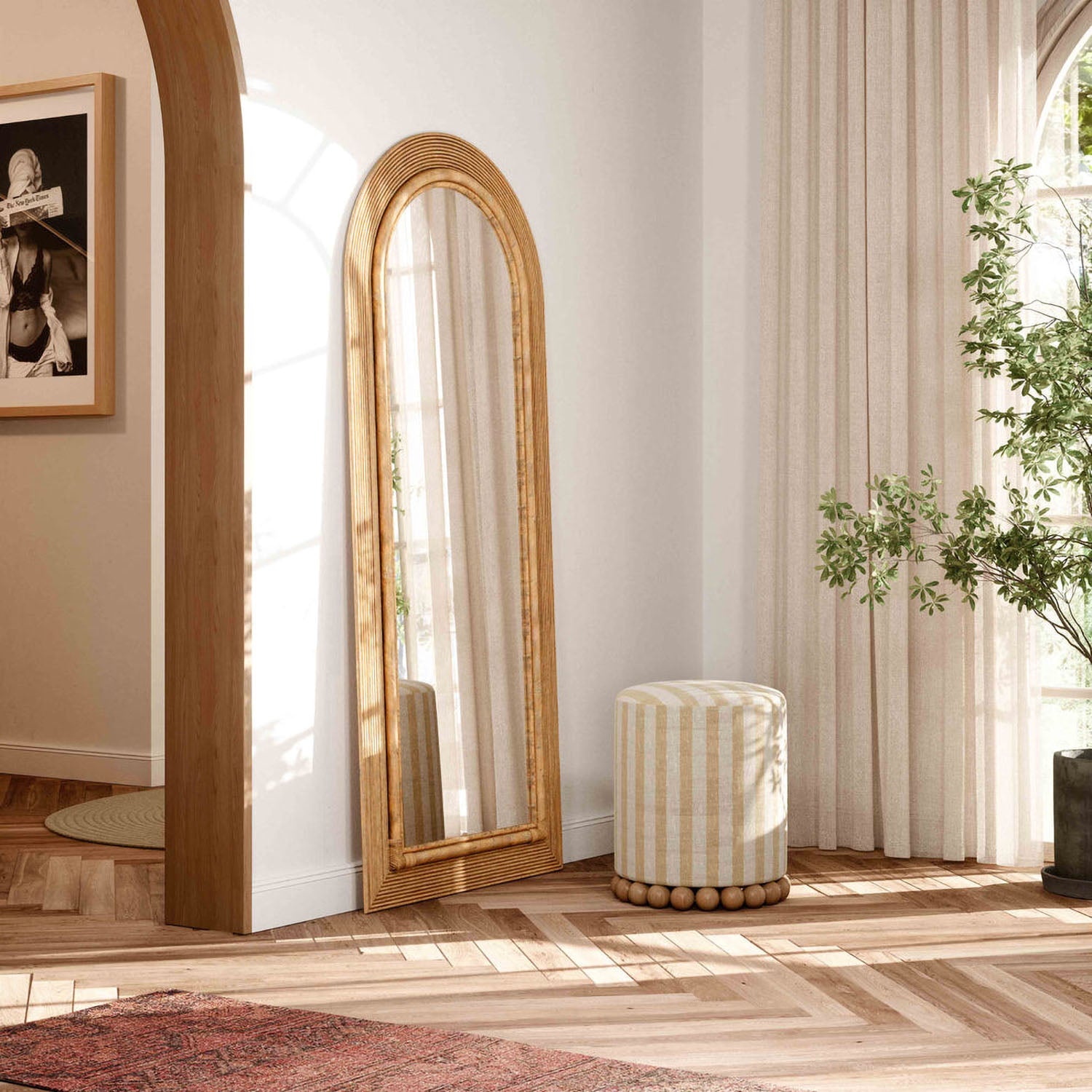TOV Furniture Tanya Rattan Floor Mirror