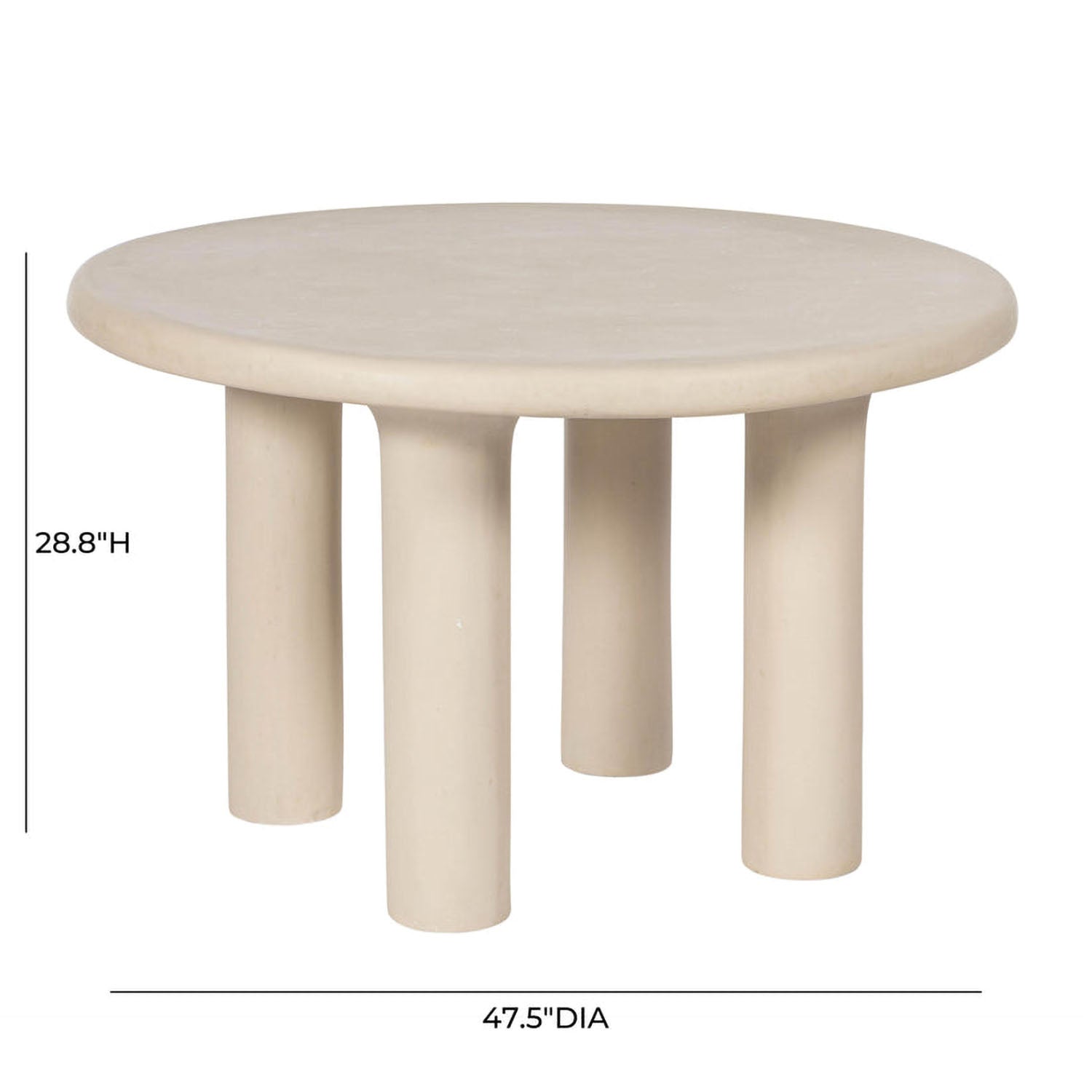 TOV Furniture Barbara Cream Textured Indoor/Outdoor Round Dining Table