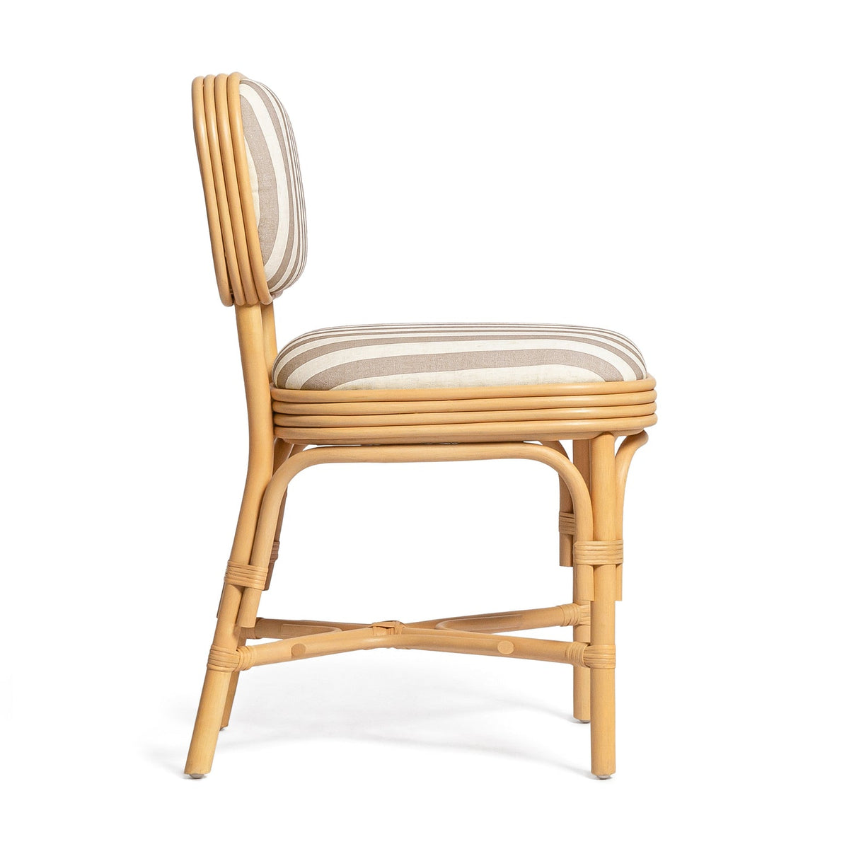 TOV Furniture Dorine Khaki Striped Performance Linen Rattan Dining Chair