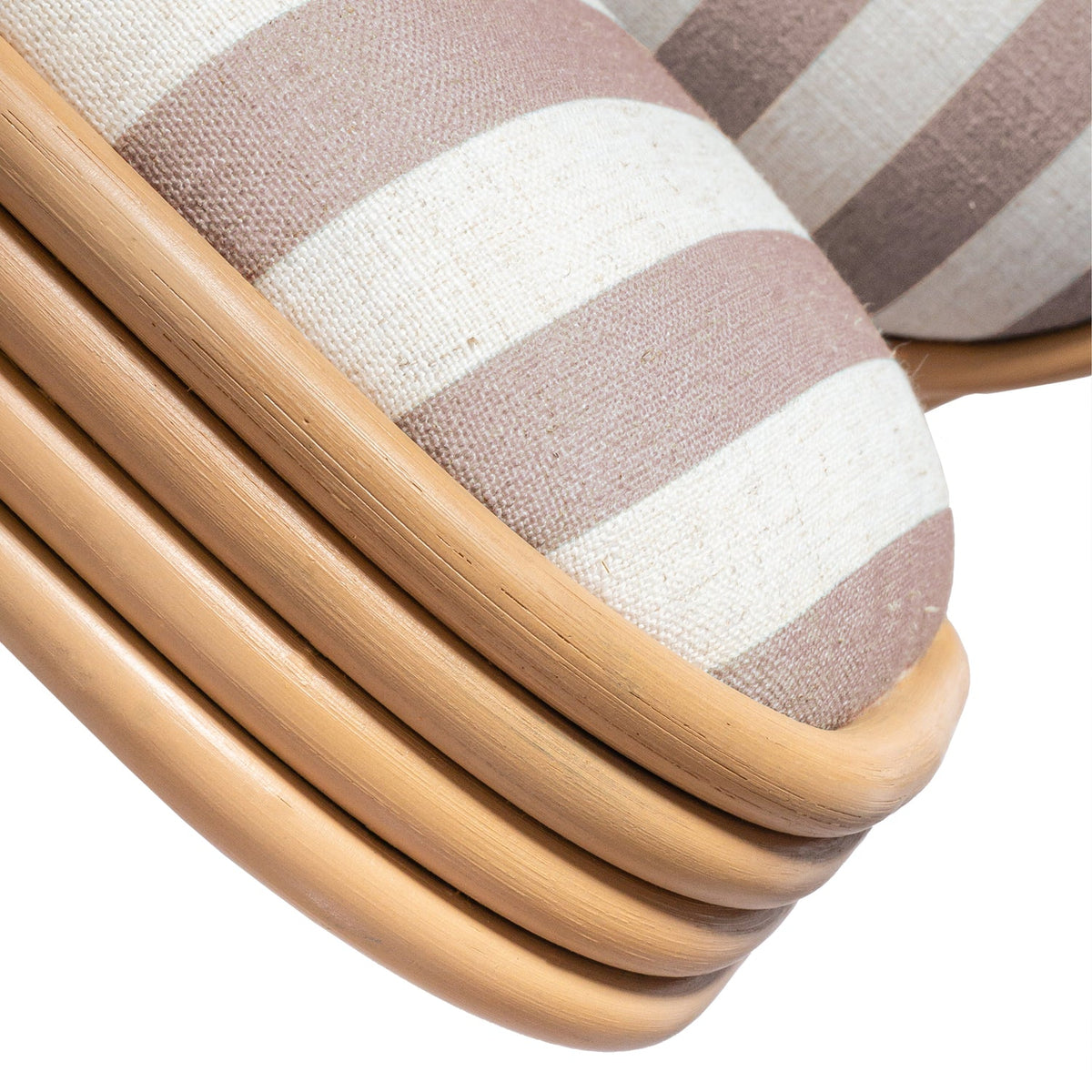 TOV Furniture Dorine Khaki Striped Performance Linen Rattan Dining Chair