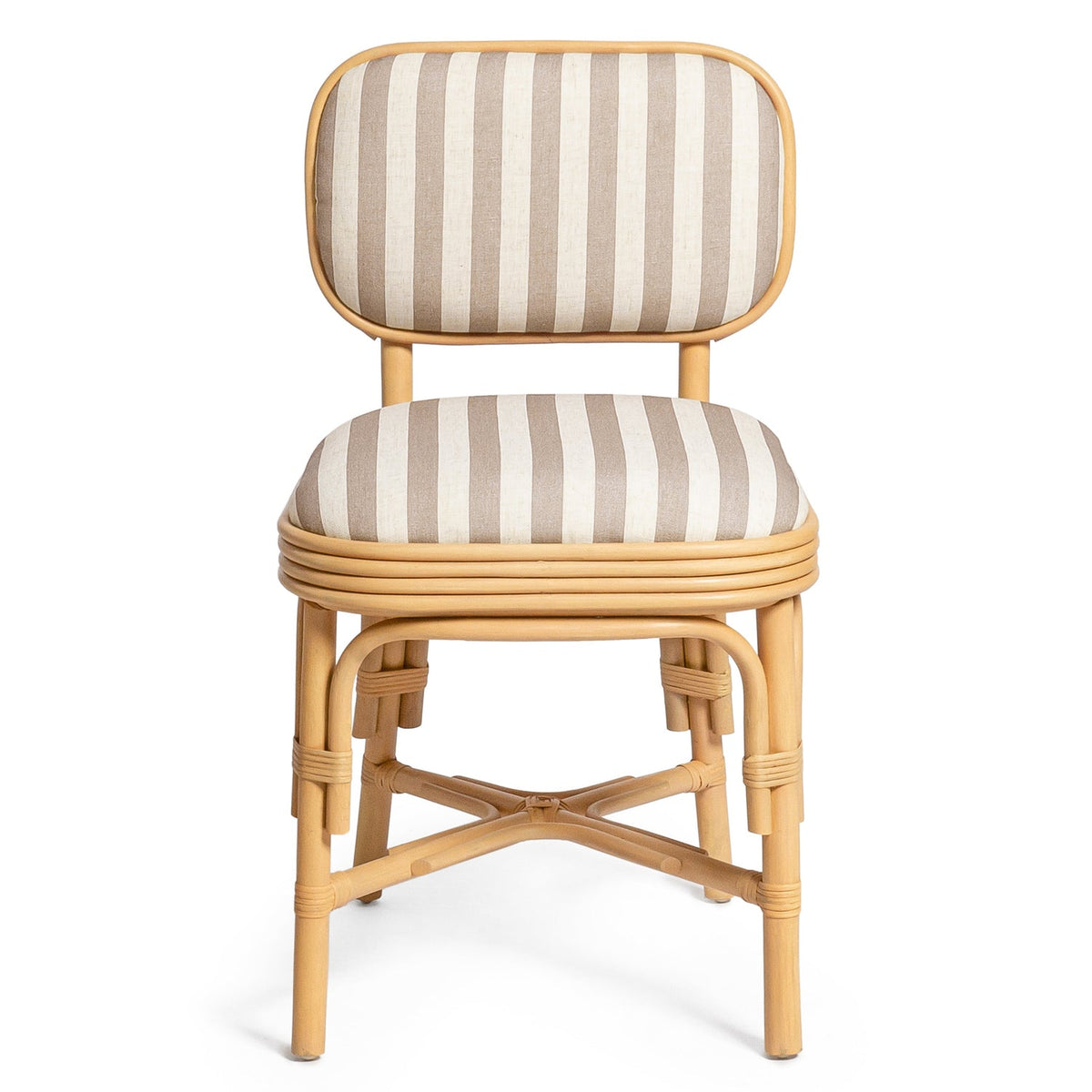 TOV Furniture Dorine Khaki Striped Performance Linen Rattan Dining Chair