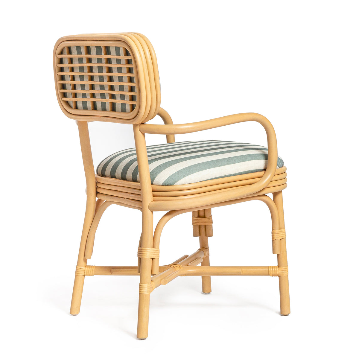 TOV Furniture Dorine Mint Striped Performance Linen Rattan Dining Armchair