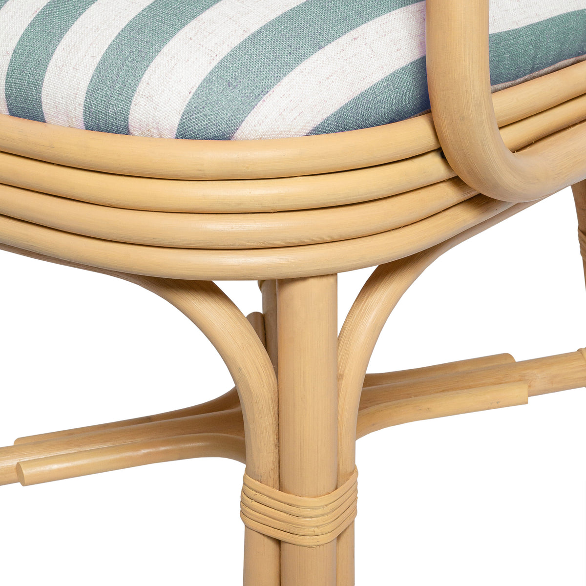 TOV Furniture Dorine Mint Striped Performance Linen Rattan Dining Armchair
