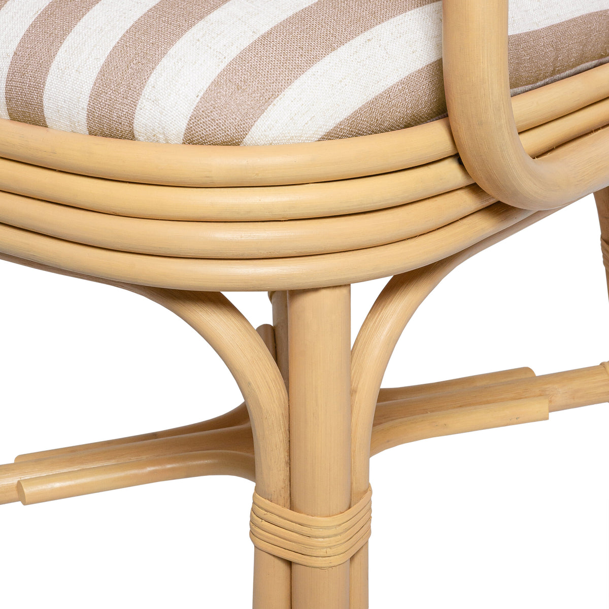 TOV Furniture Dorine Khaki Striped Performance Linen Rattan Dining Armchair