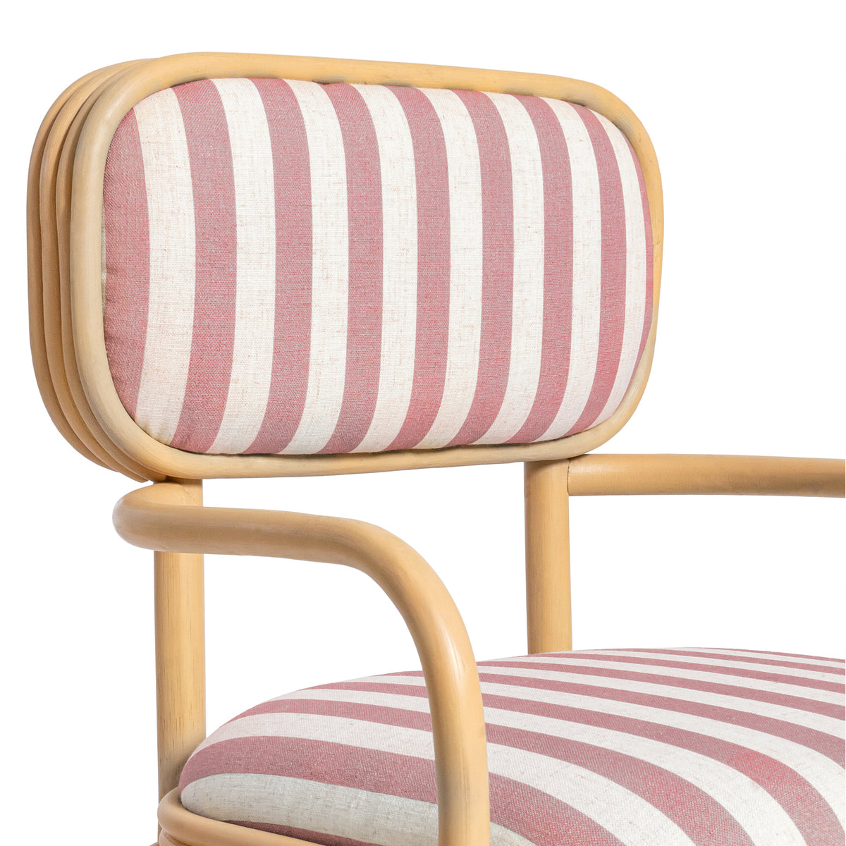 TOV Furniture Dorine Cherry Striped Performance Linen Rattan Dining Armchair