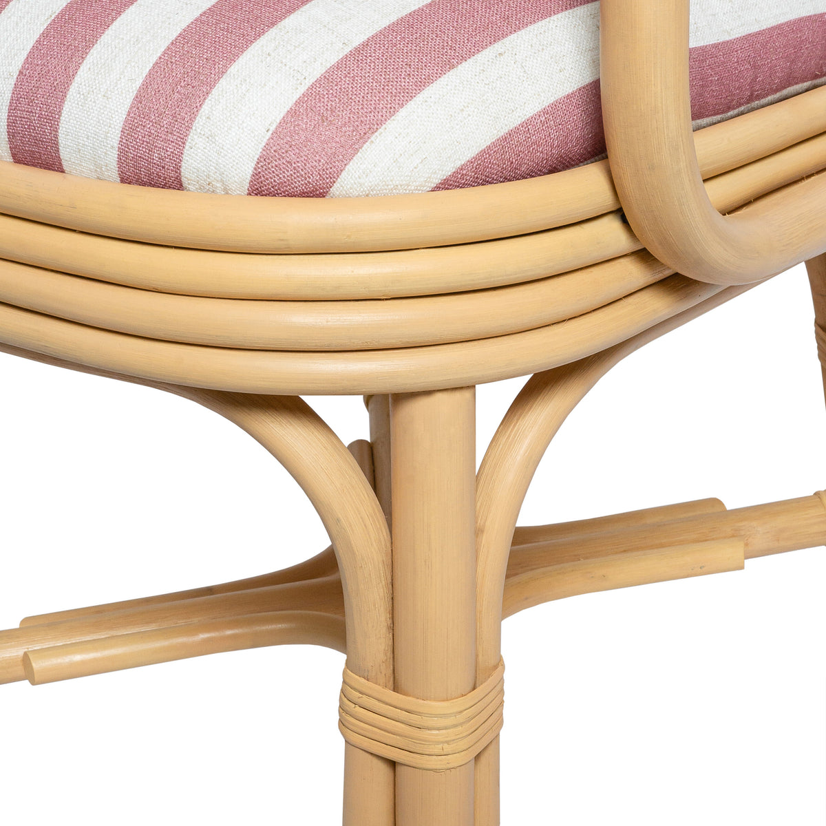 TOV Furniture Dorine Cherry Striped Performance Linen Rattan Dining Armchair