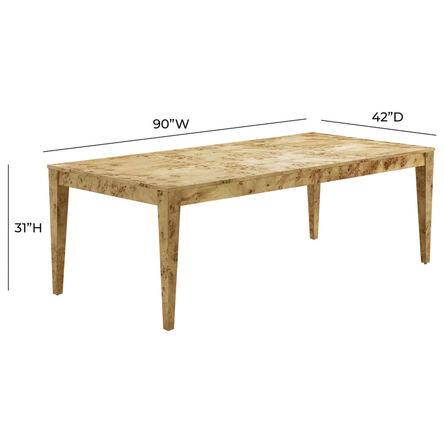 TOV Furniture Brandyss Natural Burl Rectangular Dining Table