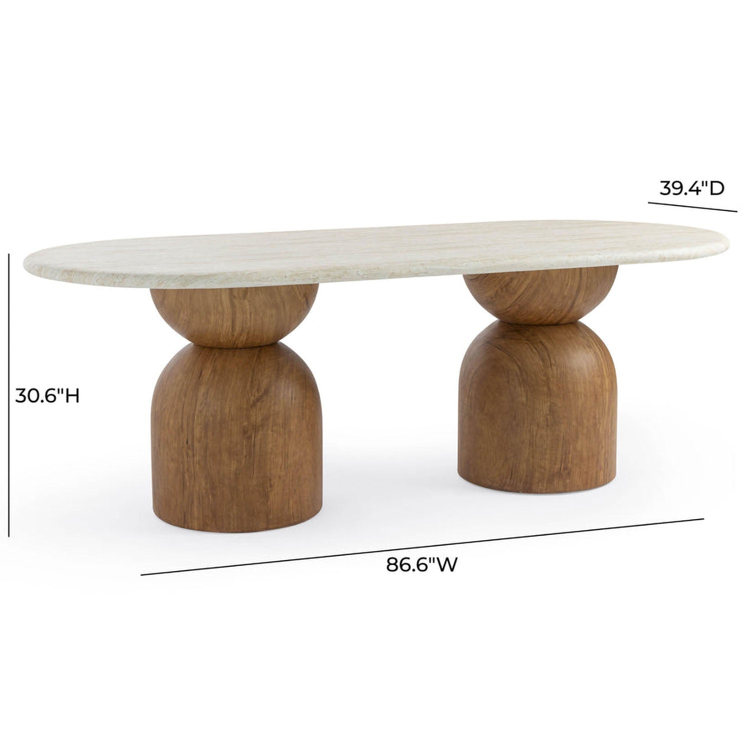 TOV Furniture Cynthia Travertine Concrete Indoor/Outdoor Oval Dining Table