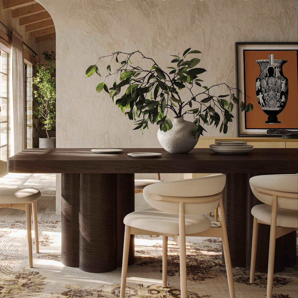 TOV Furniture Bambi Ash 90in Rectangular Dining Table in dark brown ash veneer, primary product view