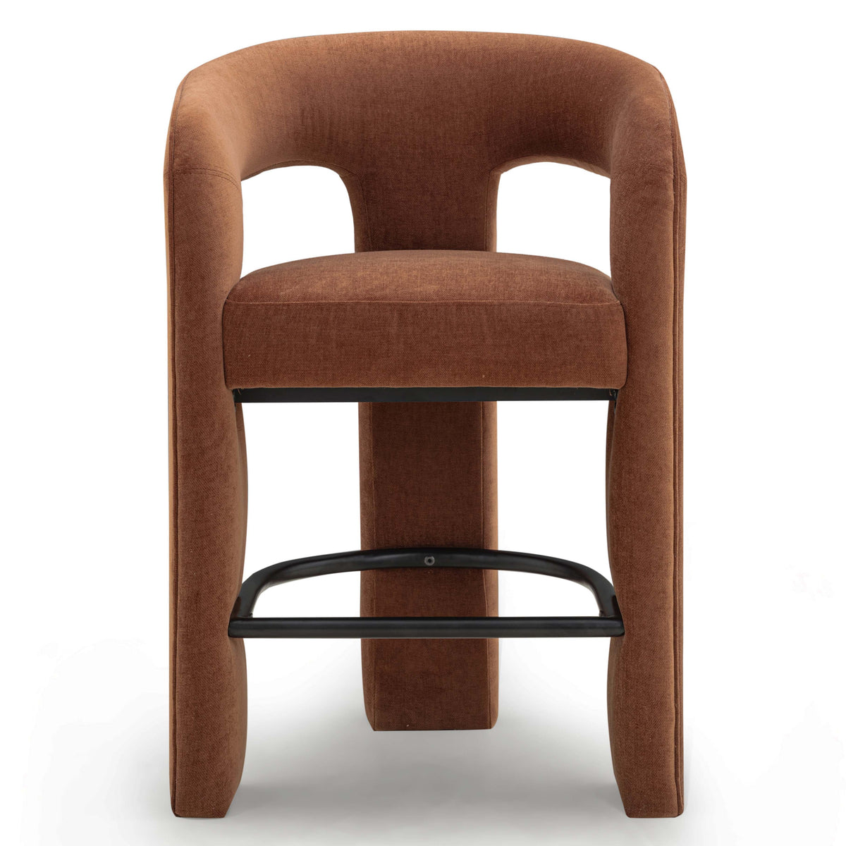 TOV Furniture Malone Rust Performance Chenille Counter Stool in rust chenille, primary product view