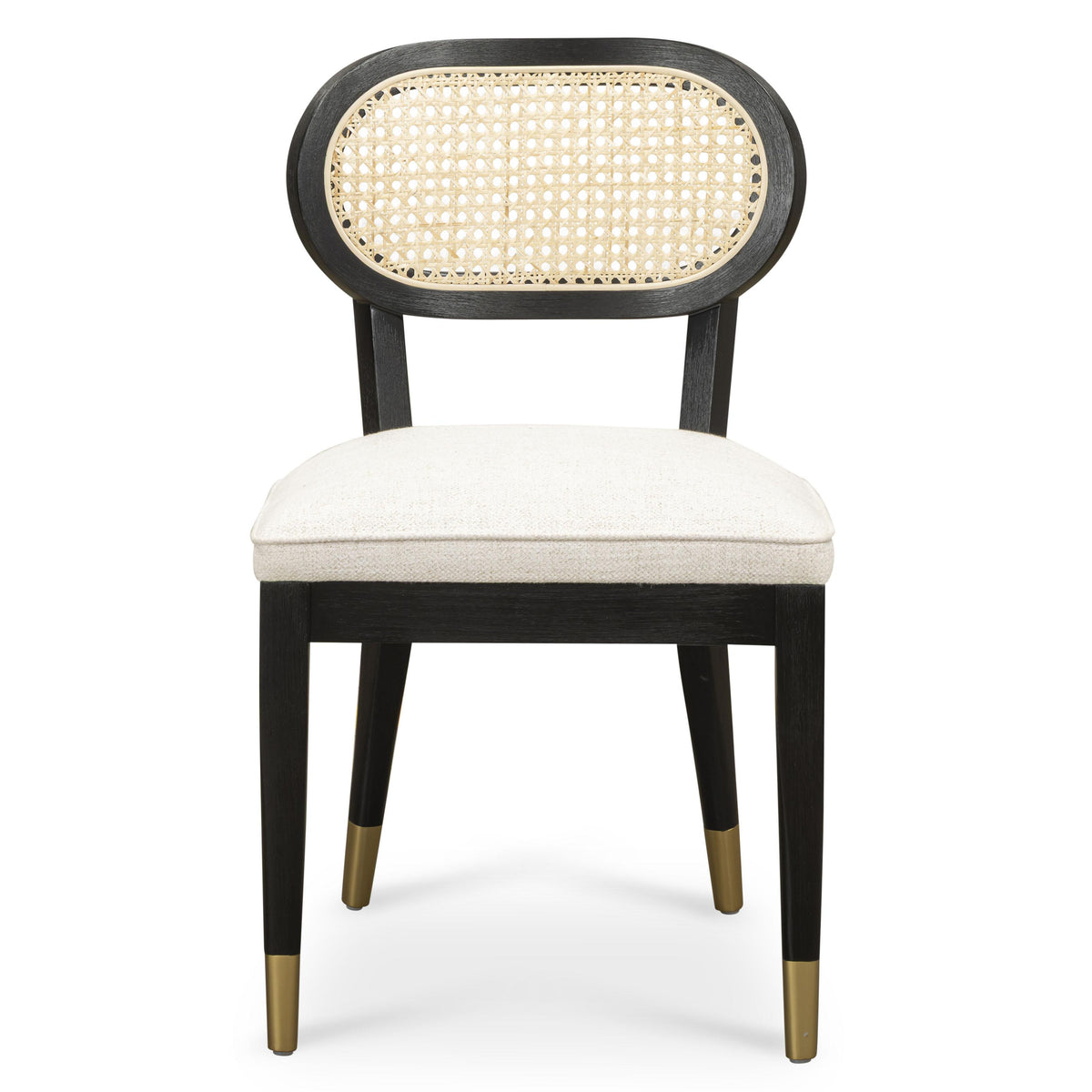 TOV Furniture Cosette Black Dining Chair in Cream Performance Linen