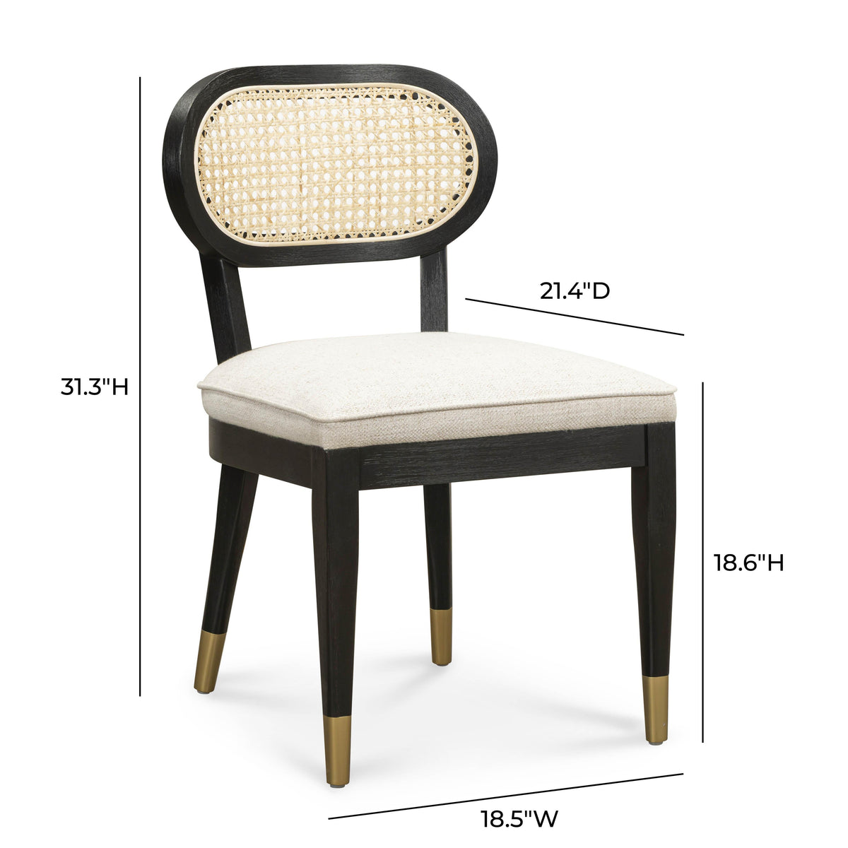 TOV Furniture Cosette Black Dining Chair in Cream Performance Linen