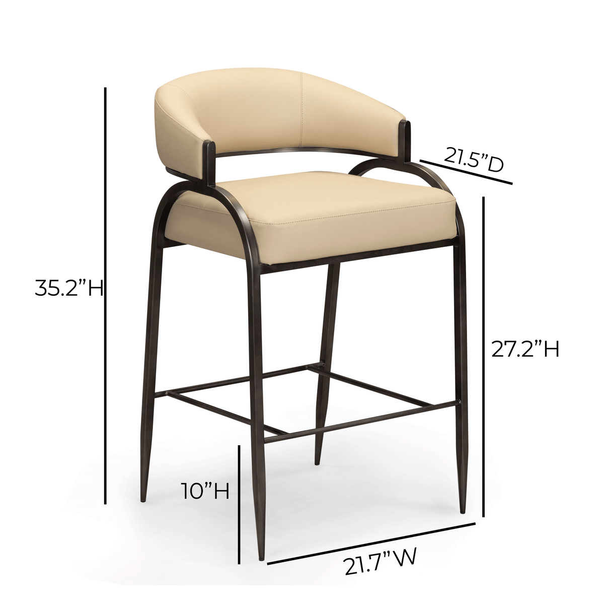 TOV Furniture Tatum Taupe Performance Vegan Leather Counter Stool
