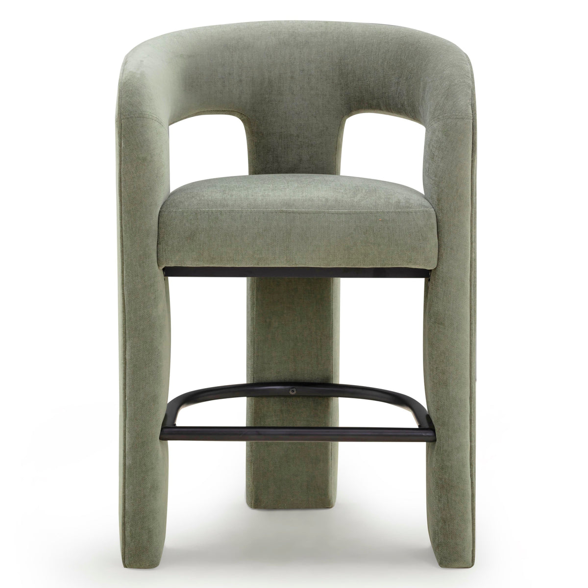 TOV Furniture Malone Green Performance Chenille Counter Stool in green chenille, primary product view