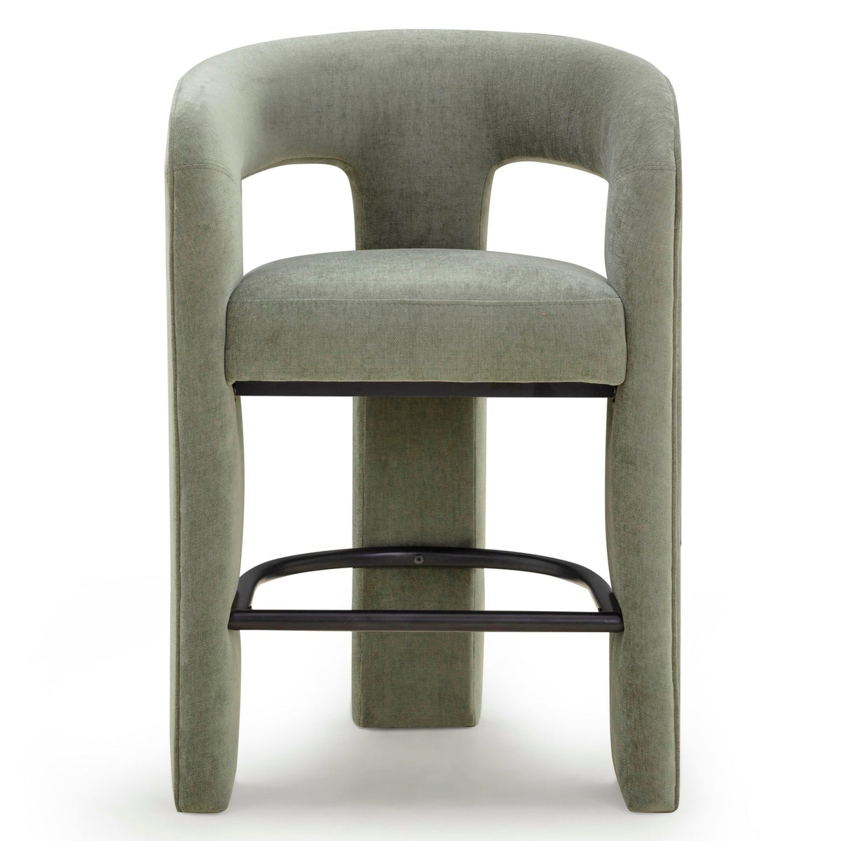 TOV Furniture Malone Green Performance Chenille Counter Stool in green chenille, primary product view