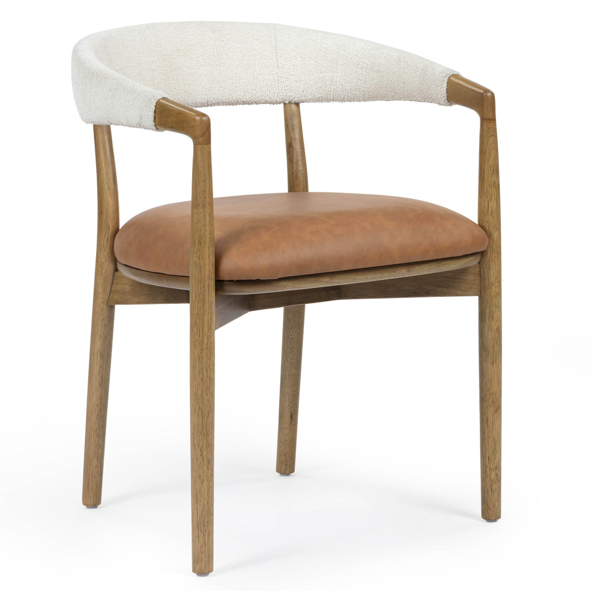 TOV Furniture Vina Cognac Vegan Leather and Cream Weave Dining Chair in cognac leather and cream weave, primary product view