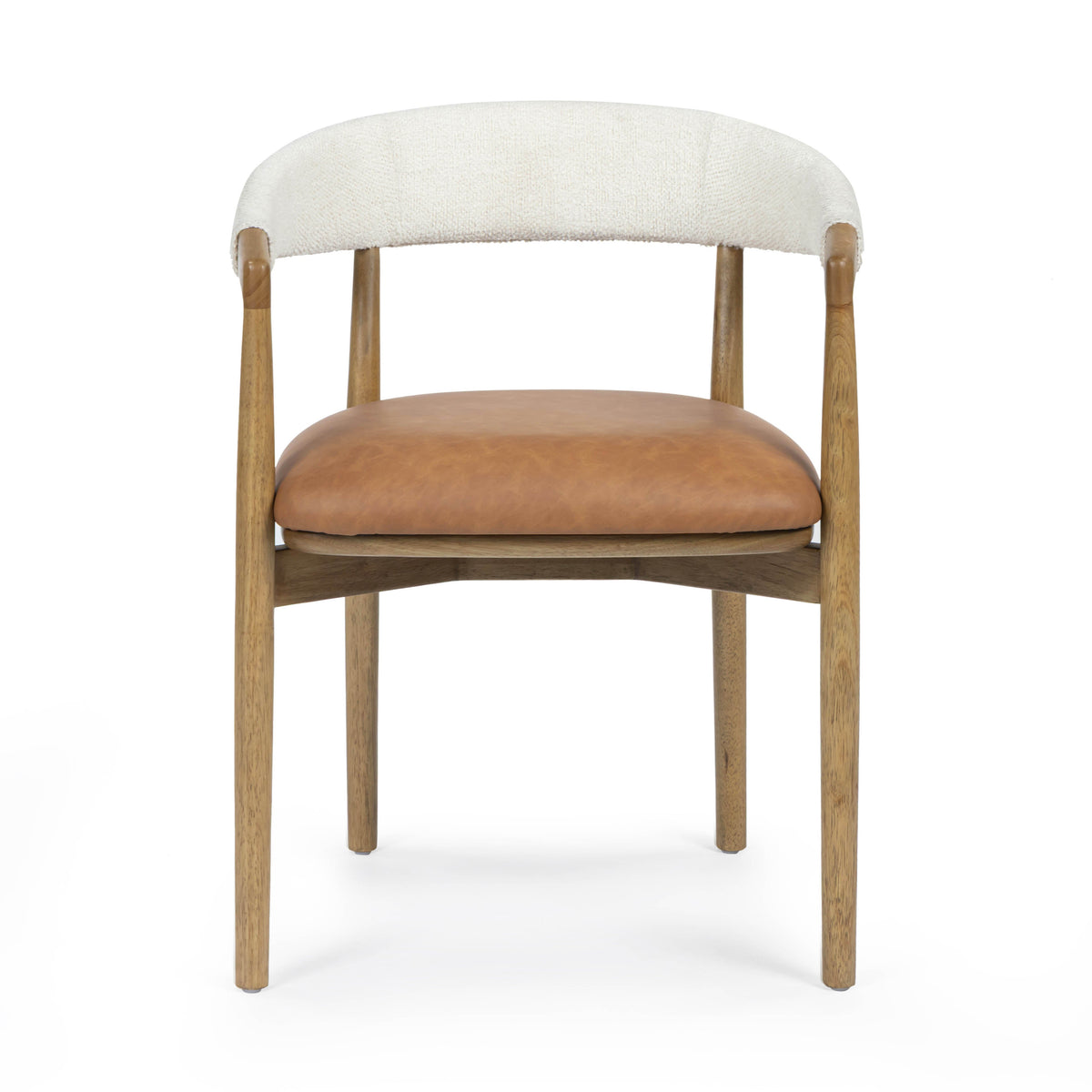 TOV Furniture Vina Cognac Performance Vegan Leather/Cream Textured Weave Dining Chair
