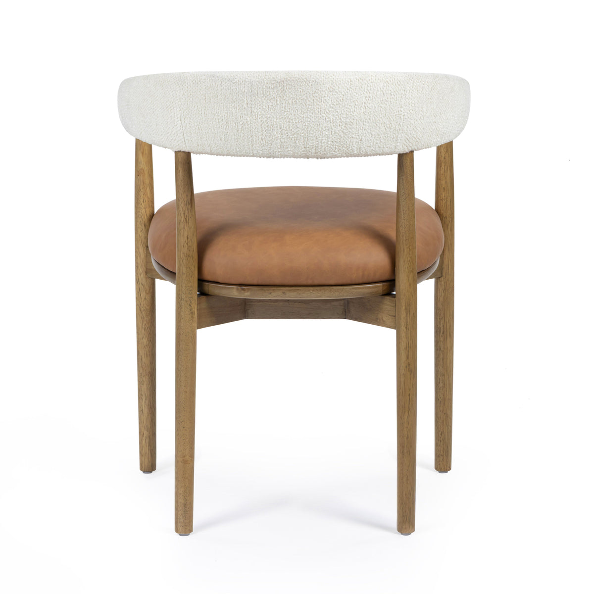 TOV Furniture Vina Cognac Performance Vegan Leather/Cream Textured Weave Dining Chair