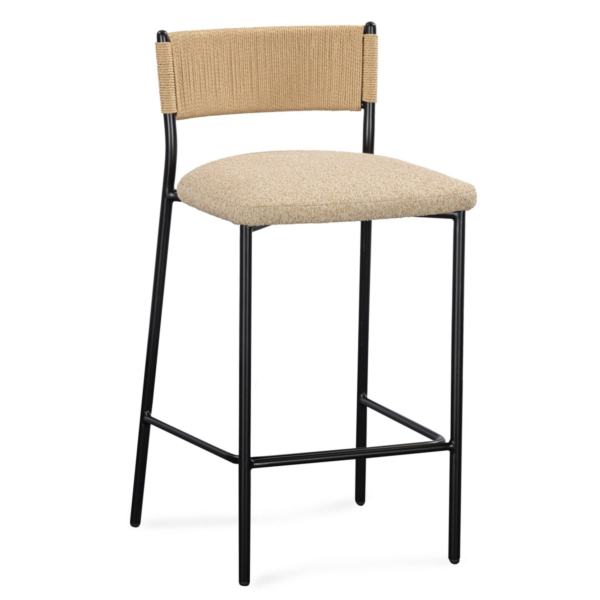 TOV Furniture Celine Tan Boucle Bar Stool in tan boucle, primary product view