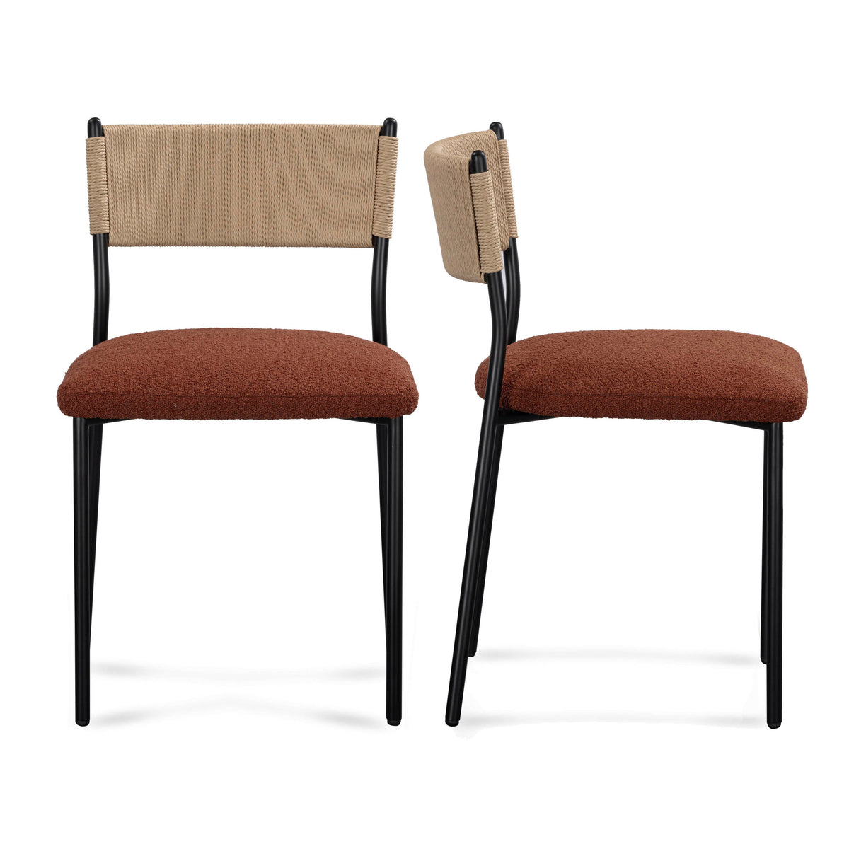 TOV Furniture Celine Maroon Performance Boucle Dining Chair Set of 2